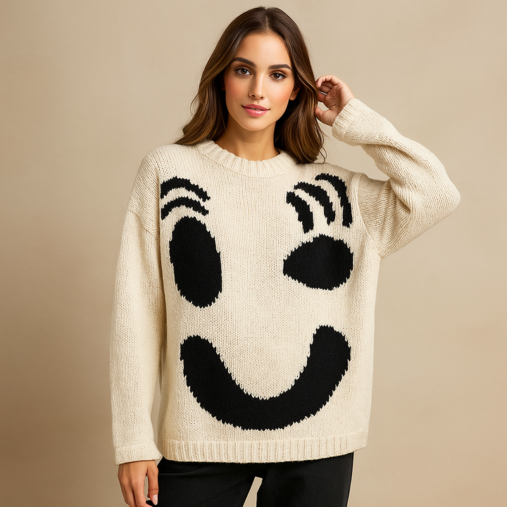 Pull tricoté pour femmes, design abstrait, style moderne - Valentina