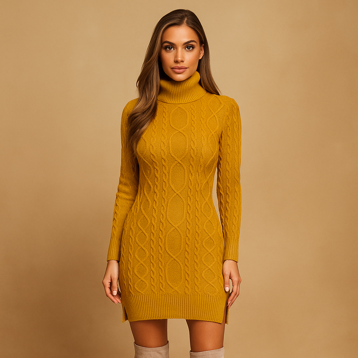 Robe pull en maille pour femme avec collier tressé en maille - Isabela