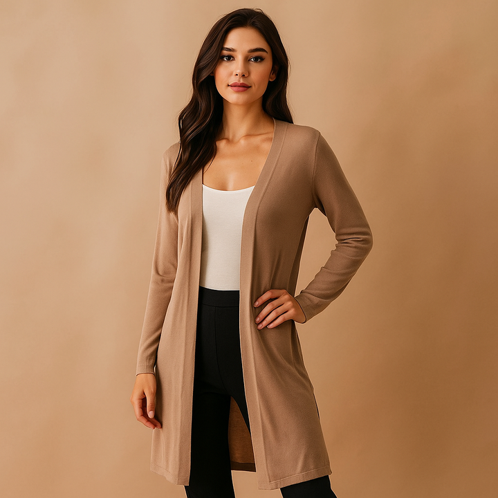 Long cardigan ouvert style minimaliste pour femme - Lang