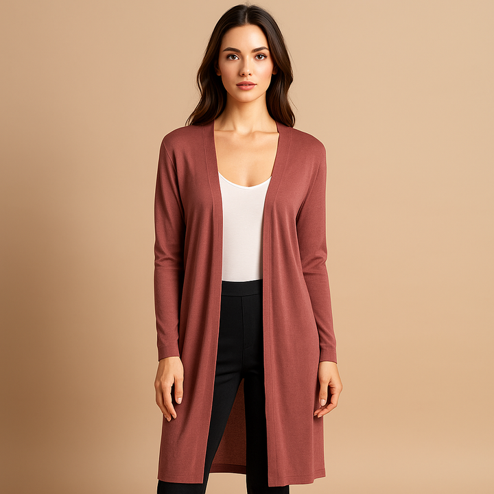 Long cardigan ouvert style minimaliste pour femme - Lang