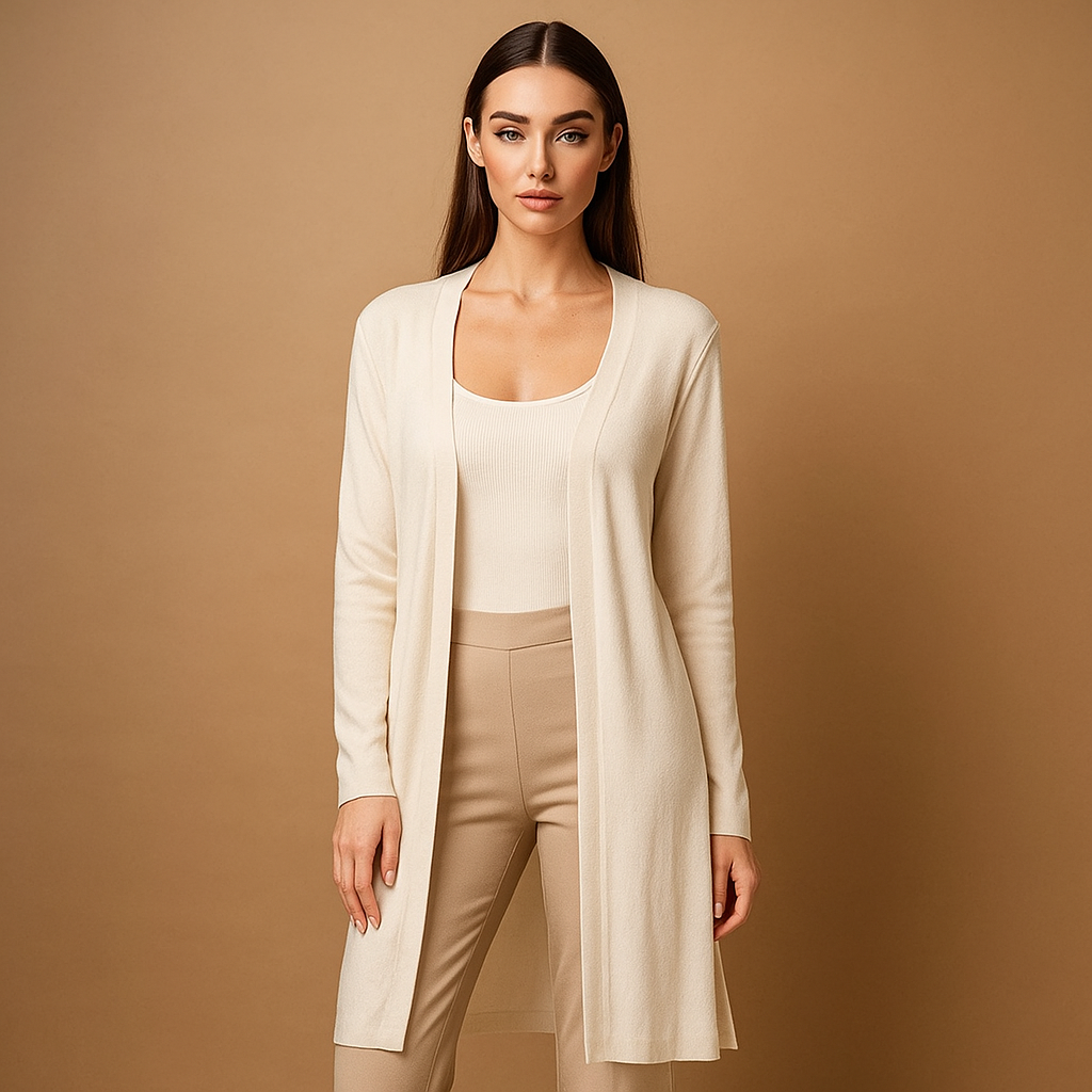 Long cardigan ouvert style minimaliste pour femme - Lang