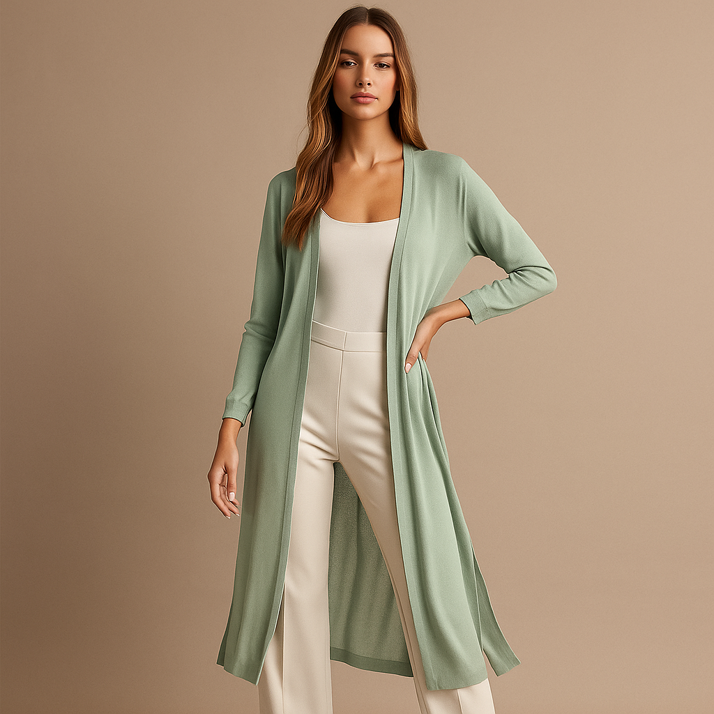 Long cardigan ouvert style minimaliste pour femme - Lang