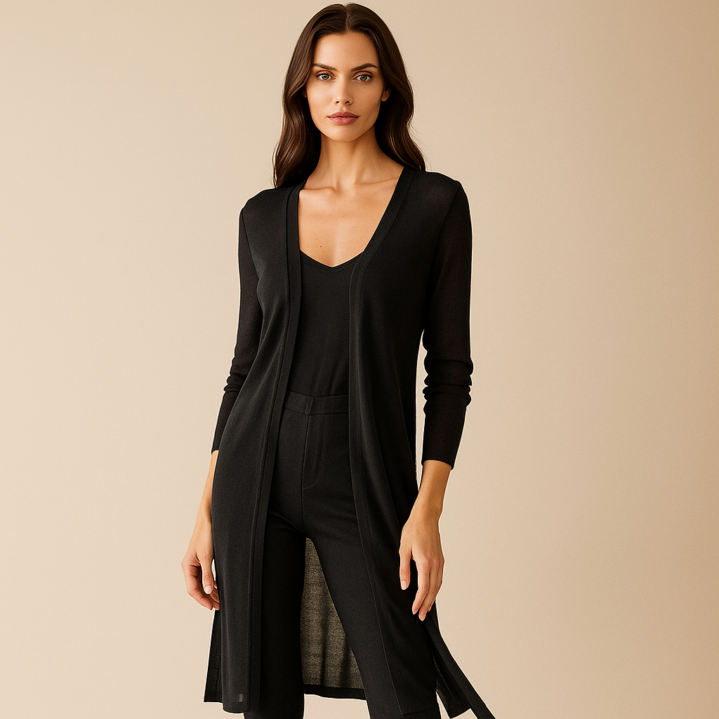 Long cardigan ouvert style minimaliste pour femme - Lang