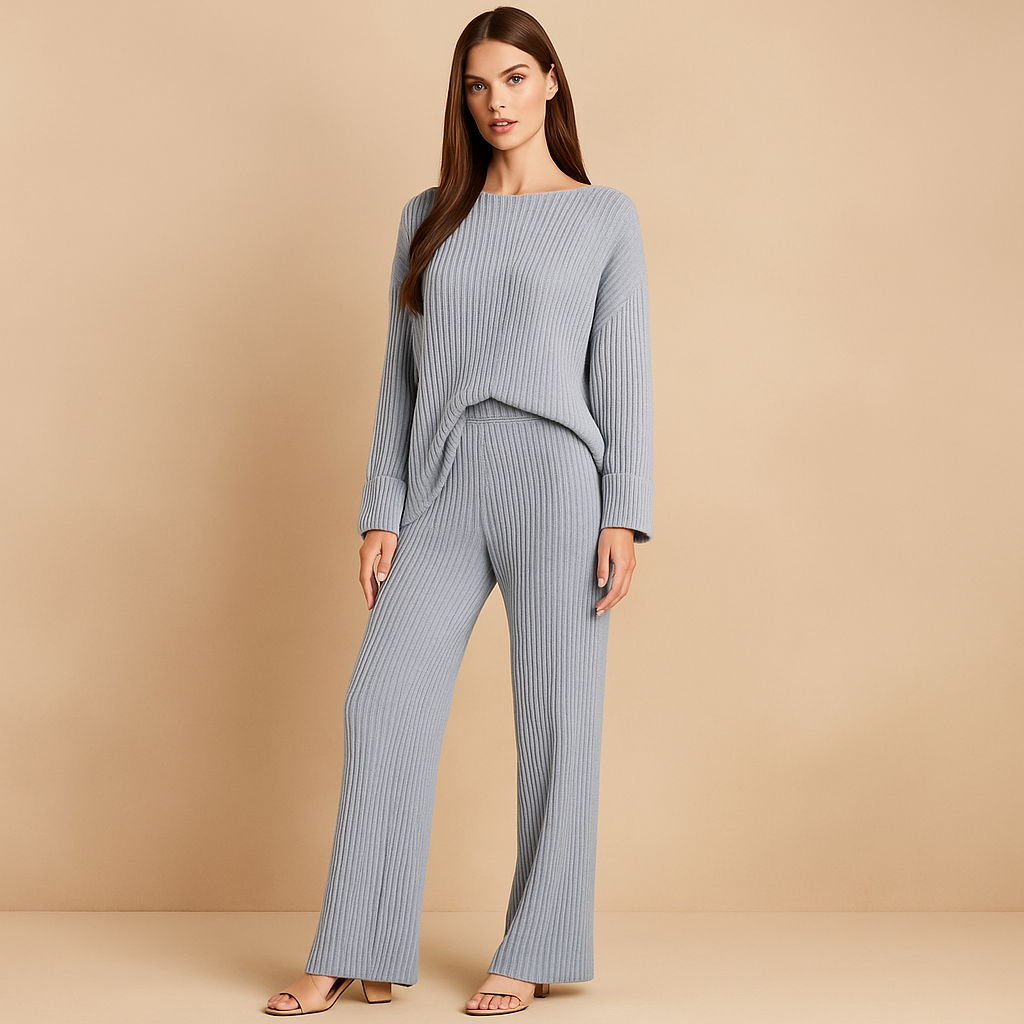 Ensemble femme pull tricoté et pantalon large - Seforah