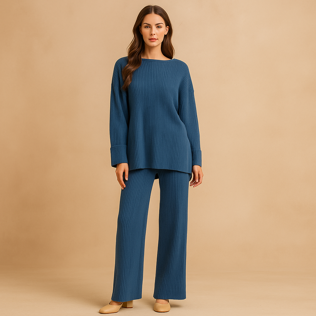 Ensemble femme pull tricoté et pantalon large - Seforah