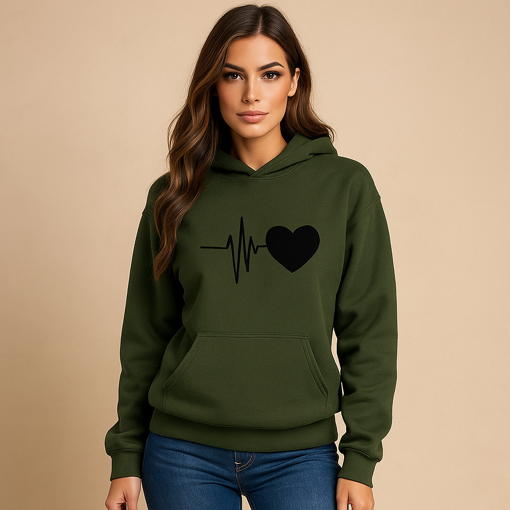 Sweat femme hoodie heart beat print - Jhoana