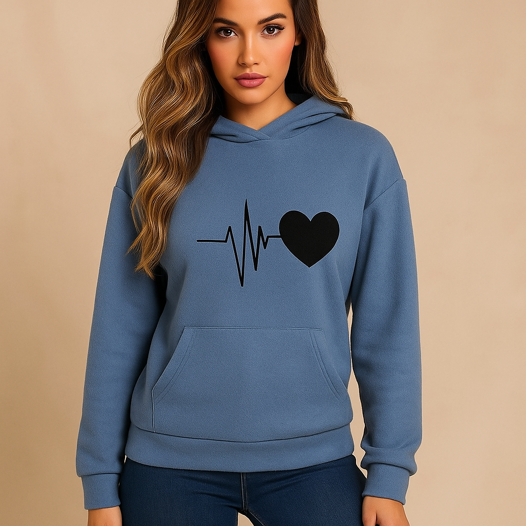 Sweat femme hoodie heart beat print - Jhoana