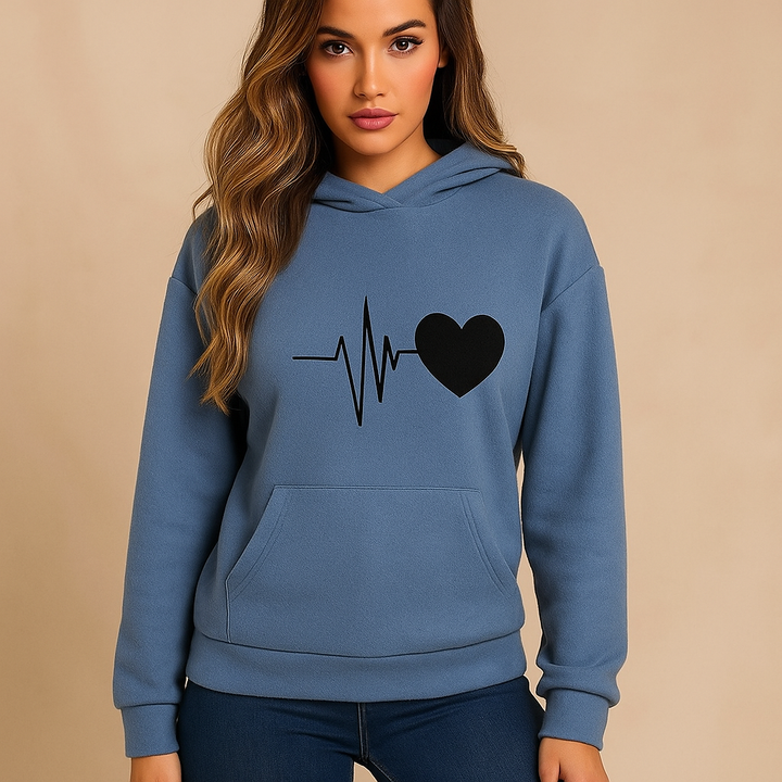 Sweat femme hoodie heart beat print - Jhoana