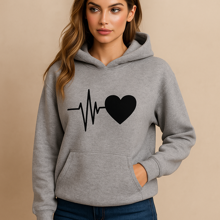 Sweat femme hoodie heart beat print - Jhoana