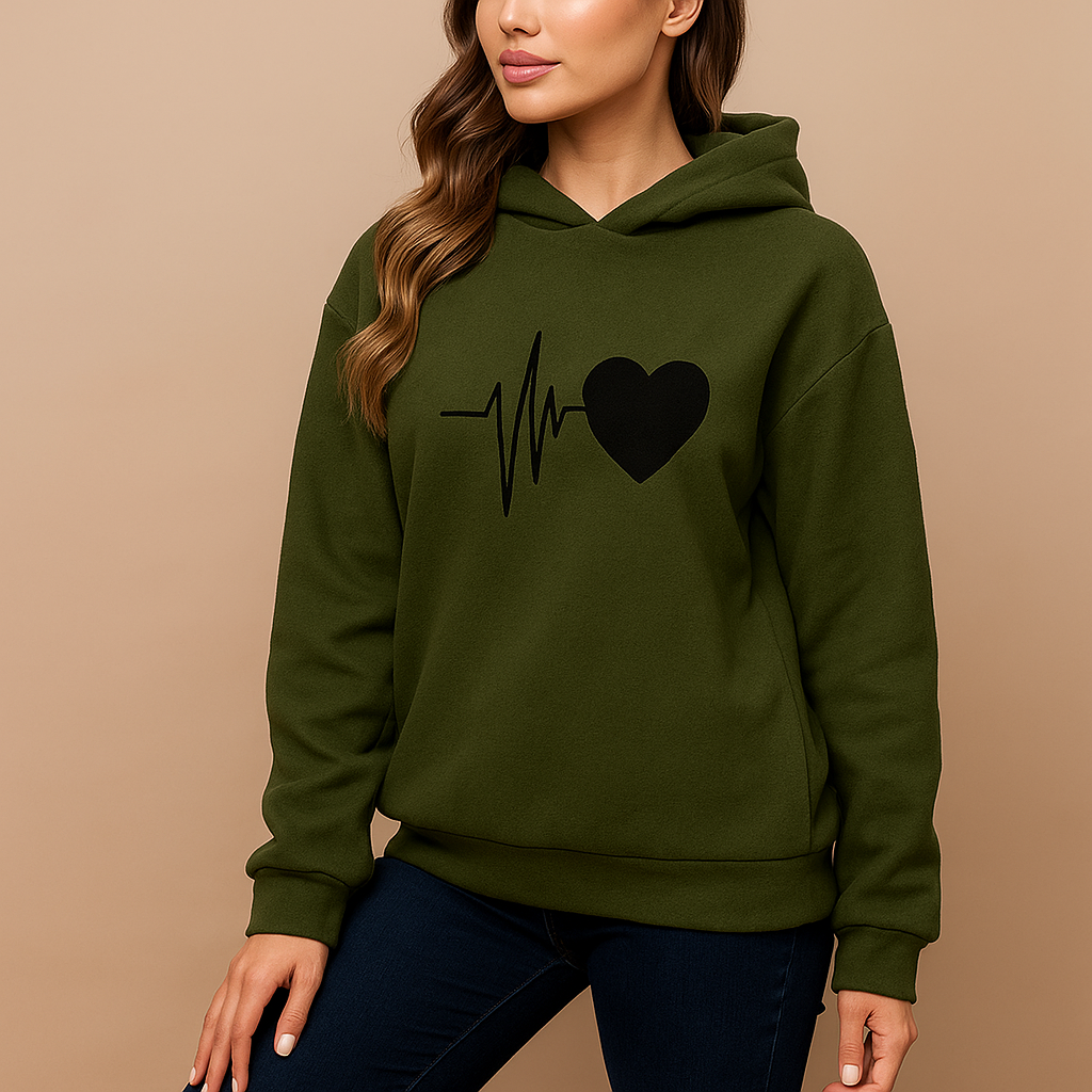 Sweat femme hoodie heart beat print - Jhoana