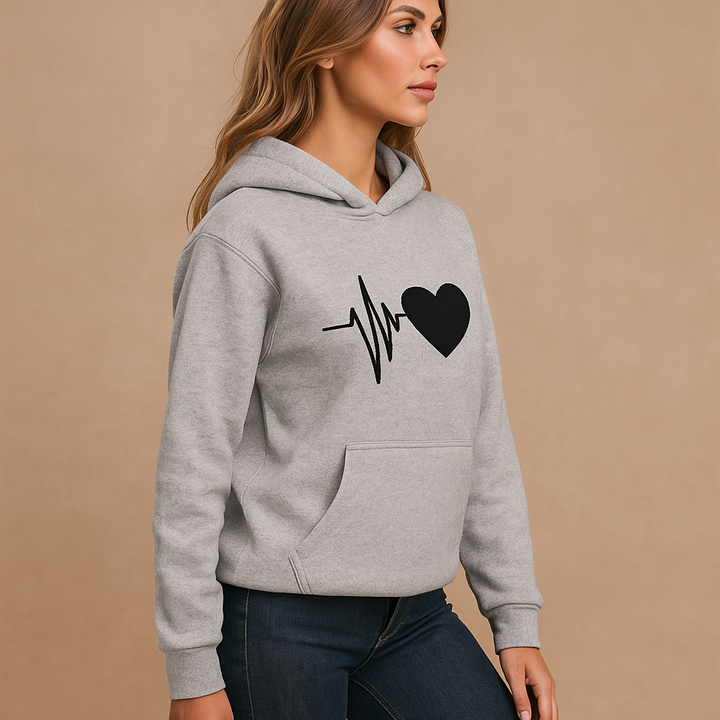 Sweat femme hoodie heart beat print - Jhoana