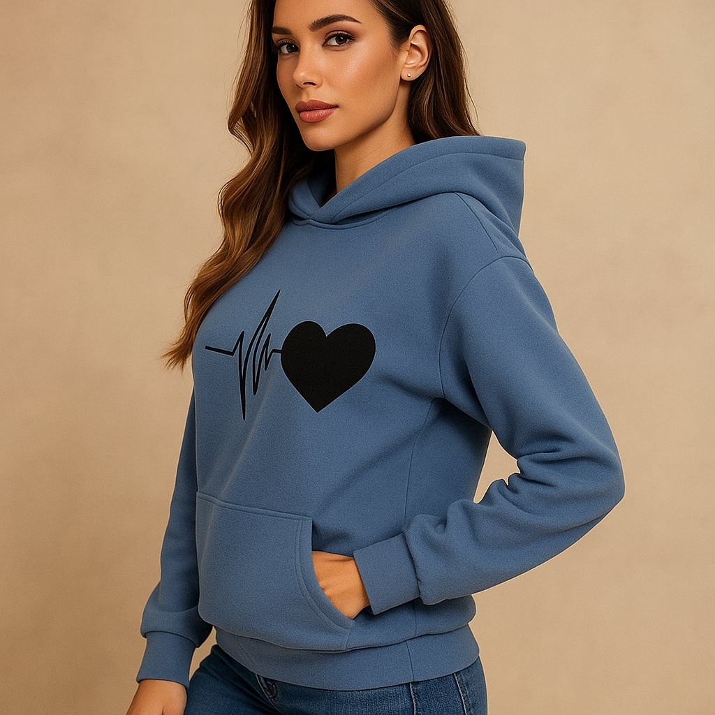 Sweat femme hoodie heart beat print - Jhoana