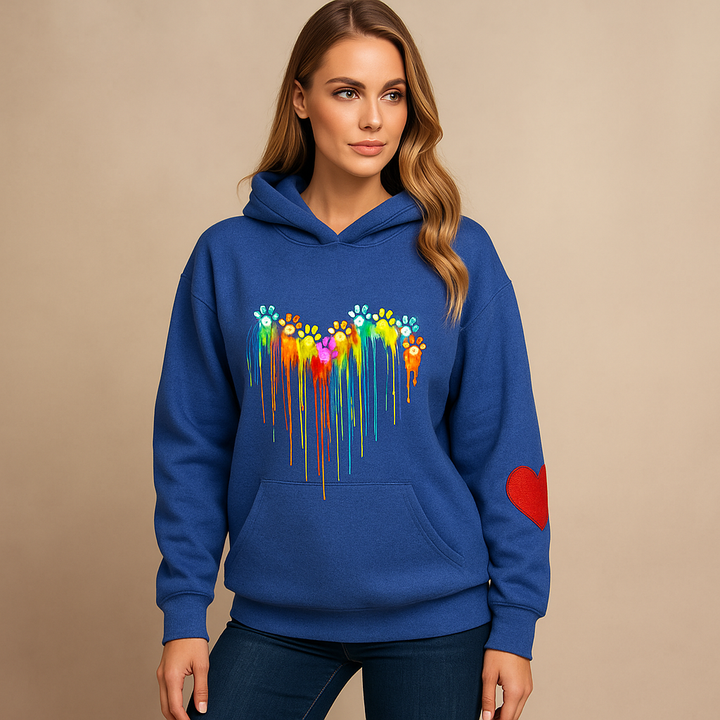 Sweat à capuche femme imprimé de cœurs multicolores - Laura