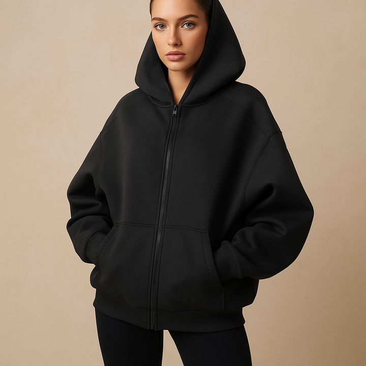 Sweat oversize à capuche zippée pour femme - Yeni