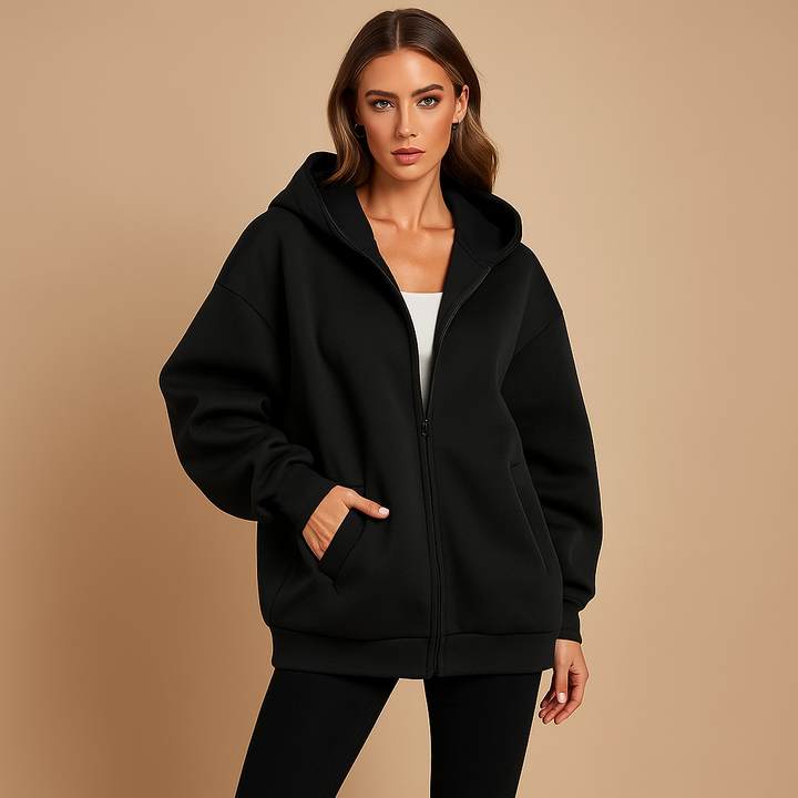Sweat oversize à capuche zippée pour femme - Yeni