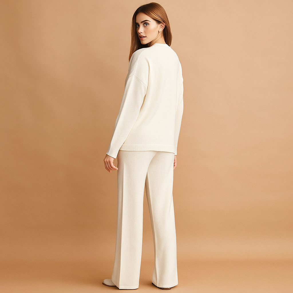 Ensemble pull et pantalon large en maille pour femme - Aveline