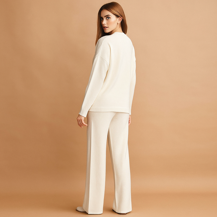 Ensemble pull et pantalon large en maille pour femme - Aveline