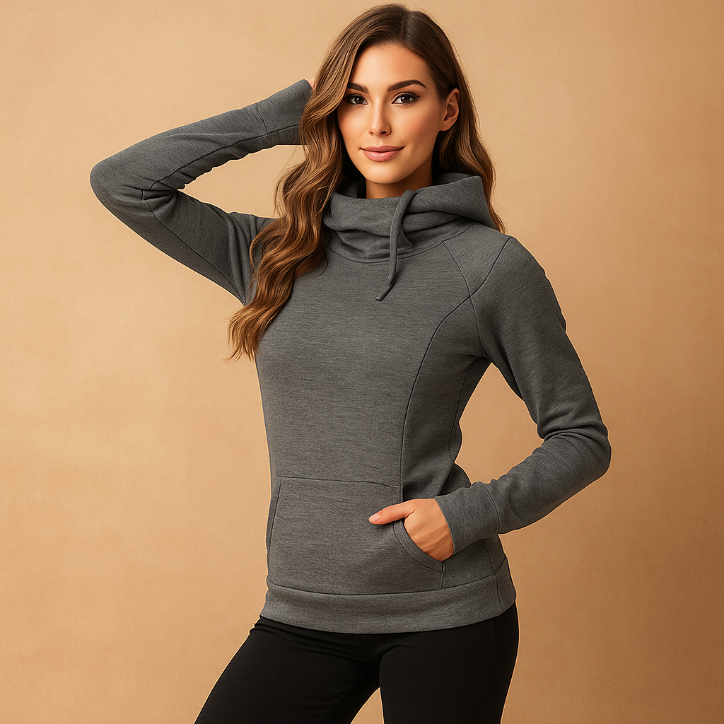 Sweat à manches longues et col roulé ajusté pour femmes - Tania