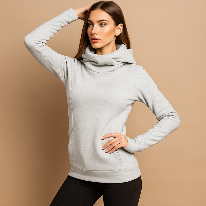 Sweat à manches longues et col roulé ajusté pour femmes - Tania