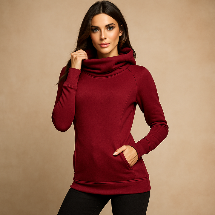 Sweat à manches longues et col roulé ajusté pour femmes - Tania