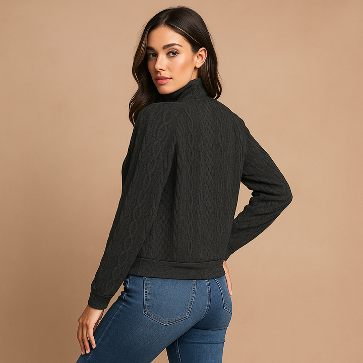 Pull femme à col boutonné et tissu côtelé - Rut