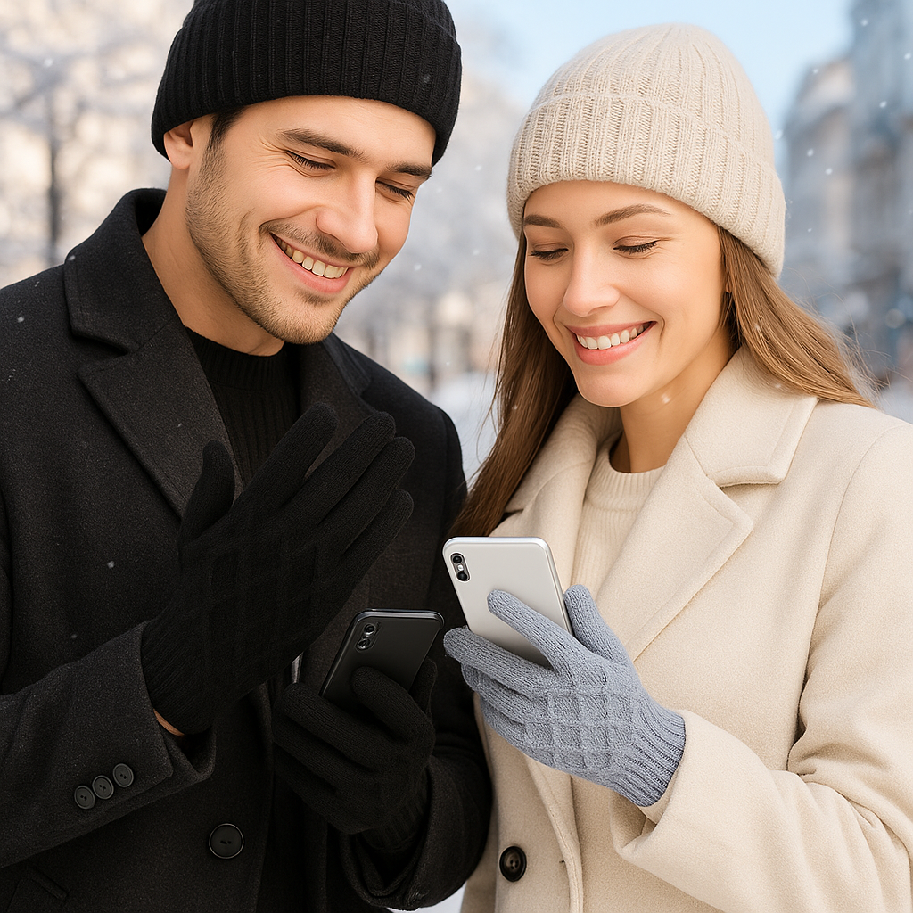 Gants d'hiver tactiles unisexes en tissu souple - Eamon