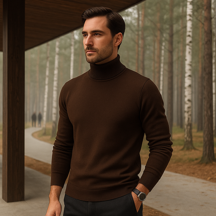 Pull à col roulé en maille douce pour hommes - Idris