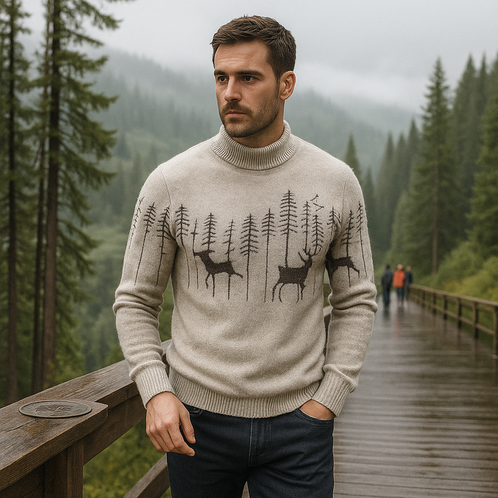 Pull homme col roulé motif hiver - Erland