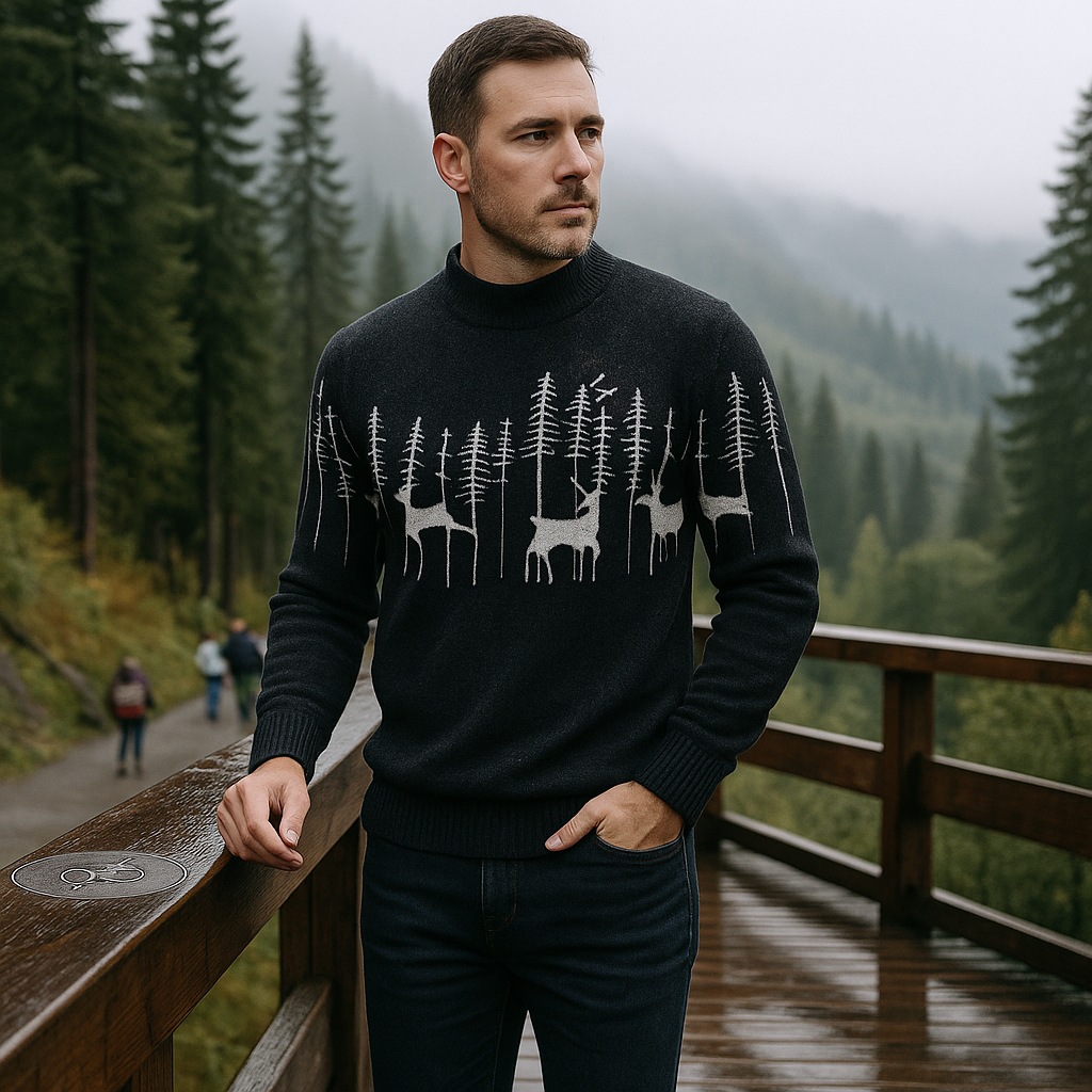 Pull homme col roulé motif hiver - Erland