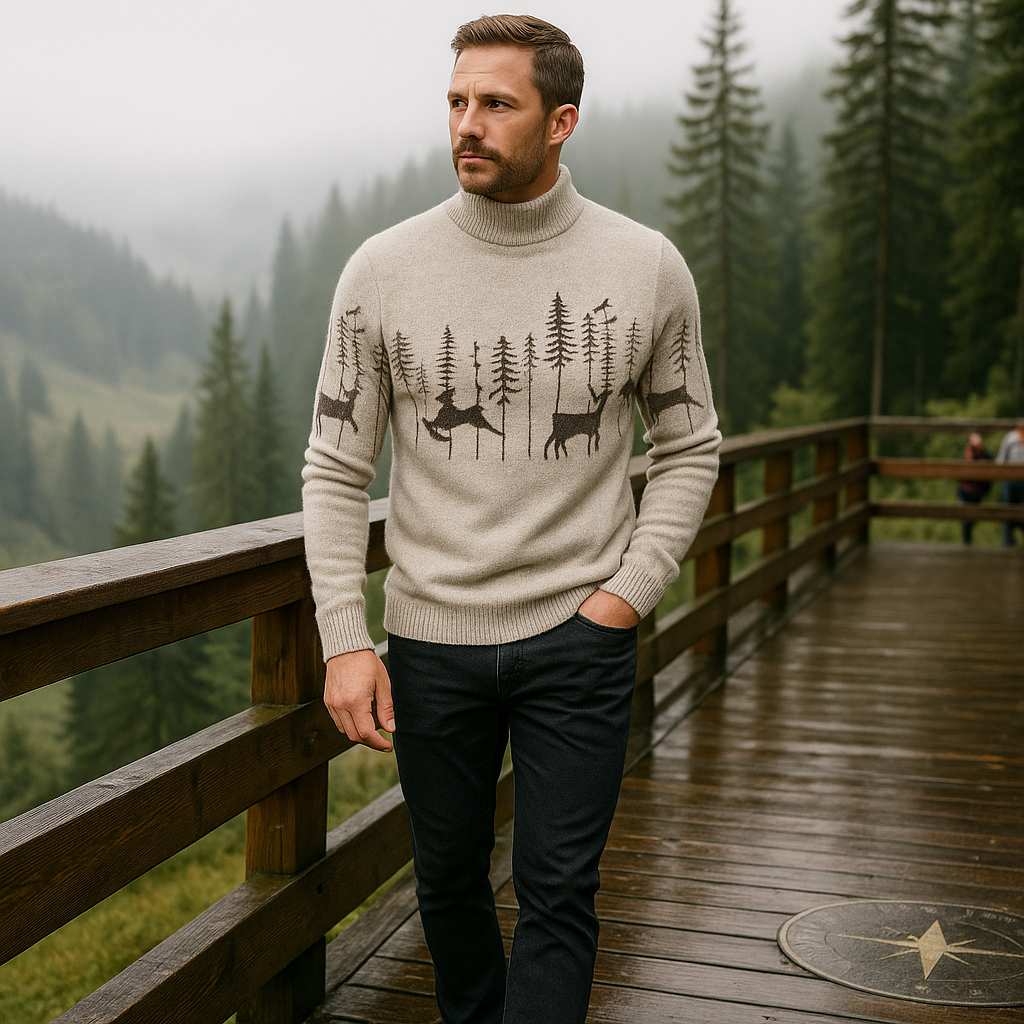 Pull homme col roulé motif hiver - Erland