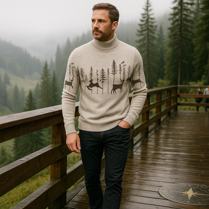 Pull homme col roulé motif hiver - Erland