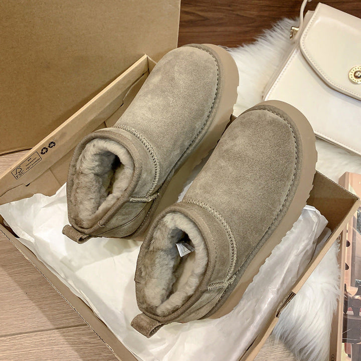 Bottines d'hiver pour femmes en daim avec semelle épaisse - Helena