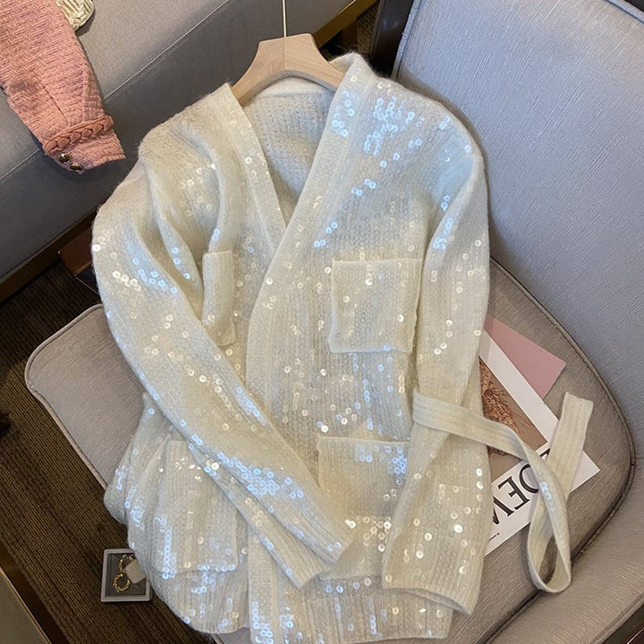 Cardigan à paillettes à effet lumineux pour femme - Leyla