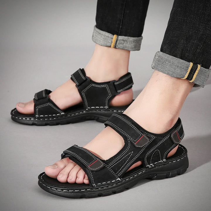Sandales décontractées pour hommes, noires, à brides réglables - Hanoi