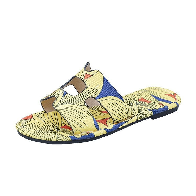 Sandales plates pour femmes au design tropical multicolore - Kaia
