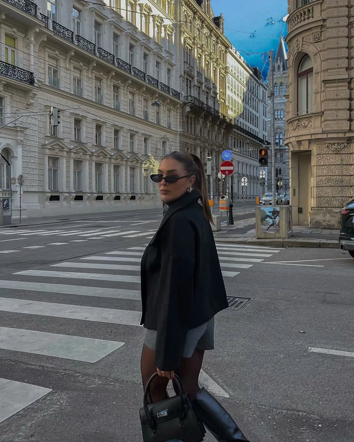 Manteau croisé à large revers pour femme - Rebeca