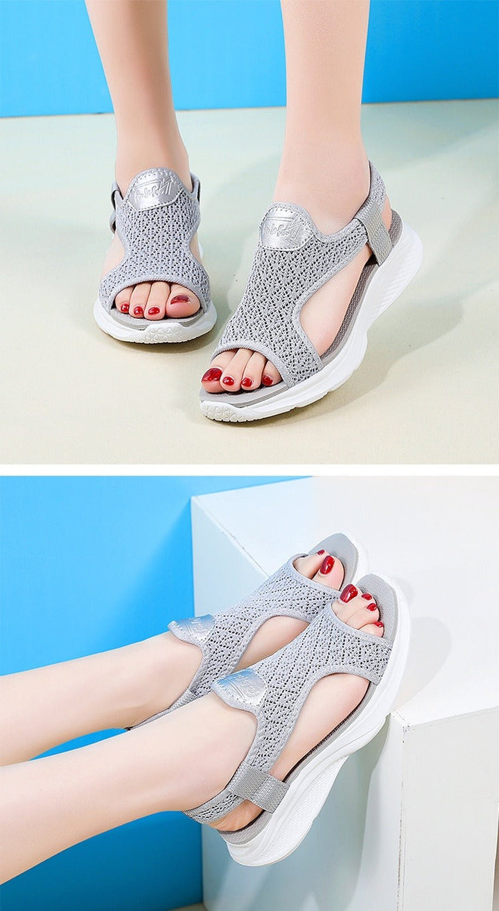 Sandales de sport pour femmes à semelle légère en tissu respirant noir - Naira
