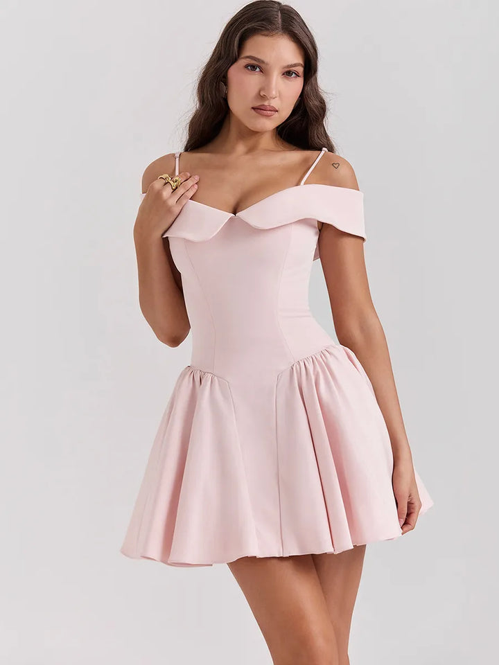 Karli - Robe de soirée flatteuse à épaules tombantes
