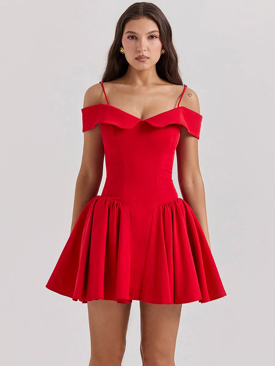 Karli - Robe de soirée flatteuse à épaules tombantes