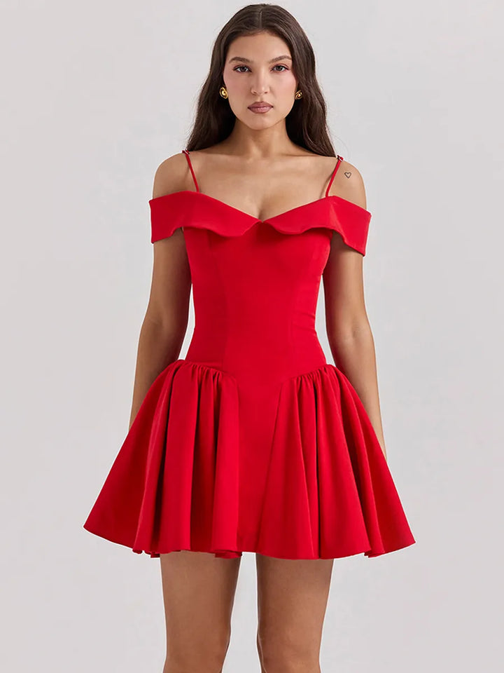 Karli - Robe de soirée flatteuse à épaules tombantes