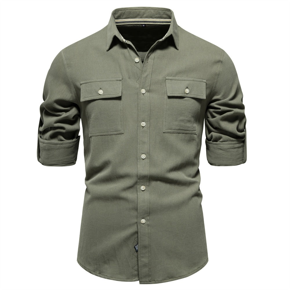 Chemise homme en coton, poches avant, style décontracté - Nicolas