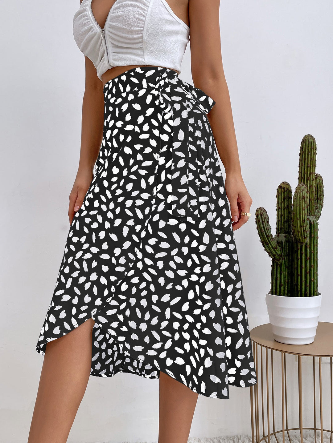 Jupe portefeuille femme style boho imprimé asymétrique été - Isadora