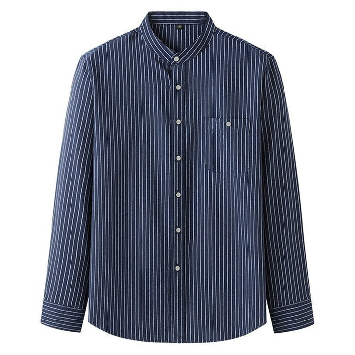Chemise homme à rayures verticales et col mao, style décontracté - Iker