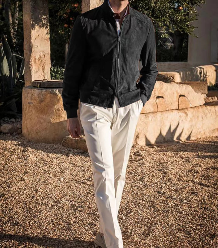 Jonas - Manteau en daim décontracté de couleur solide