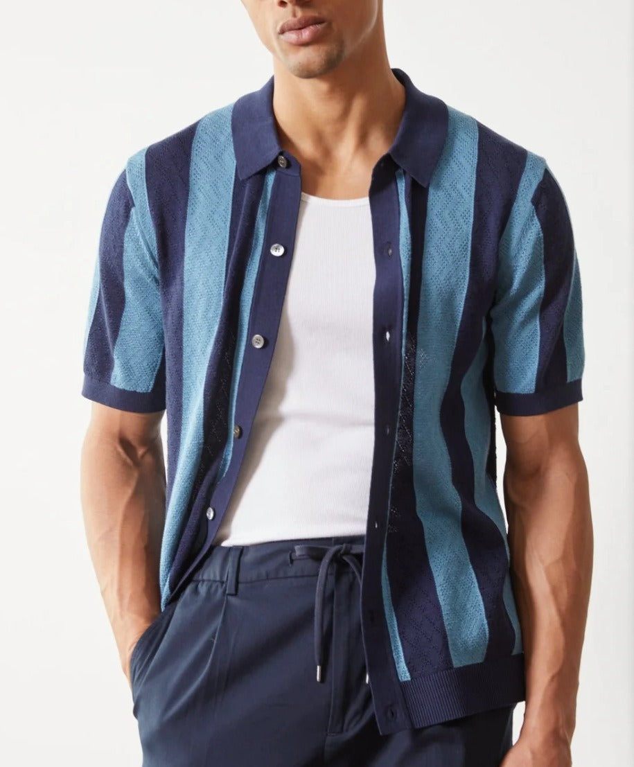 Polo homme en maille ajourée respirante de style rétro - Adrian
