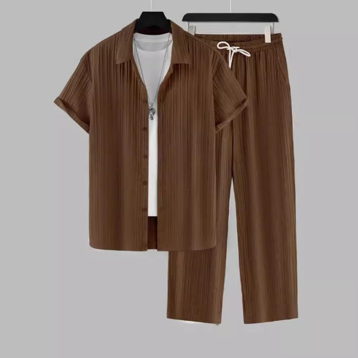 Ensemble décontracté en tissu plissé pour hommes - Damien