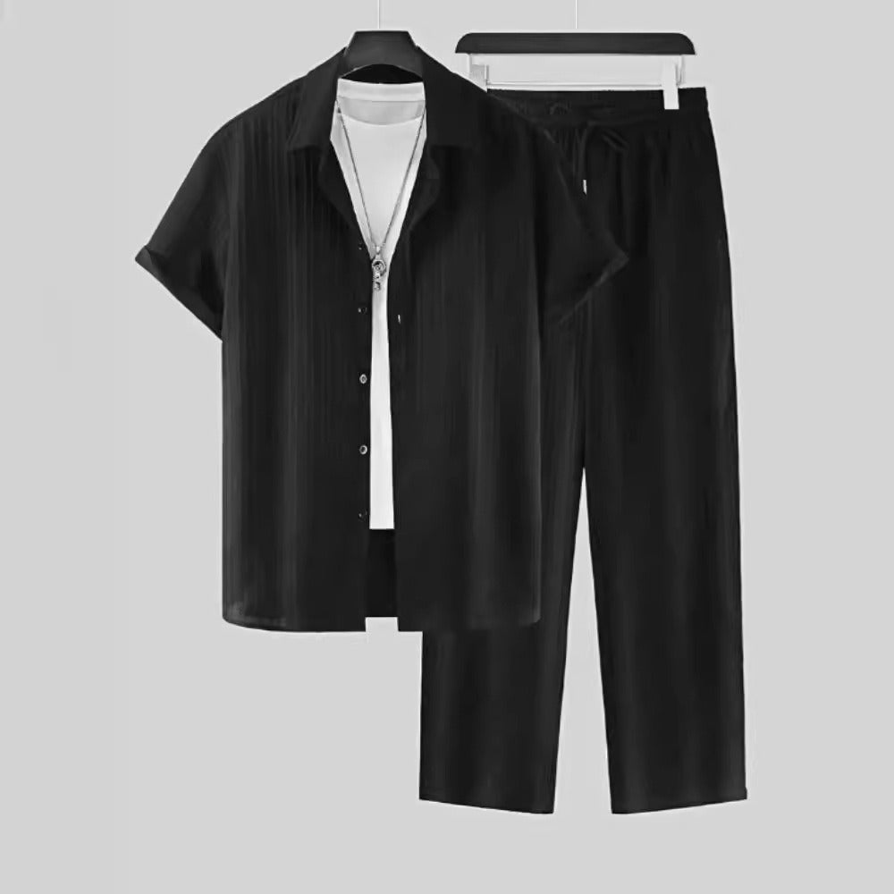 Ensemble décontracté en tissu plissé pour hommes - Damien