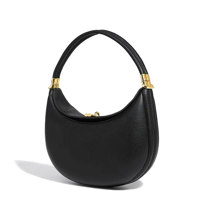 Sac demi-lune en cuir végétalien avec accessoires dorés - Yuna