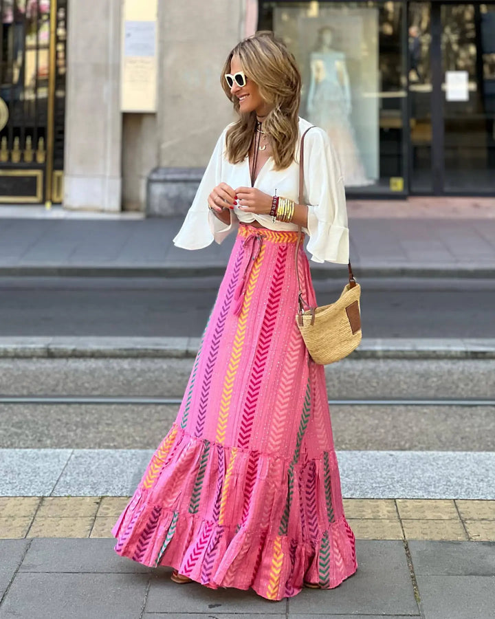 Jupe longue d'été pour femmes, style bohème floral - Amara