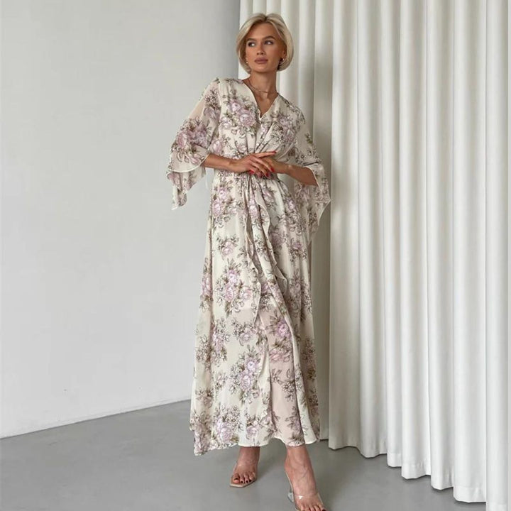 Norian - Robe midi florale avec décolleté en V